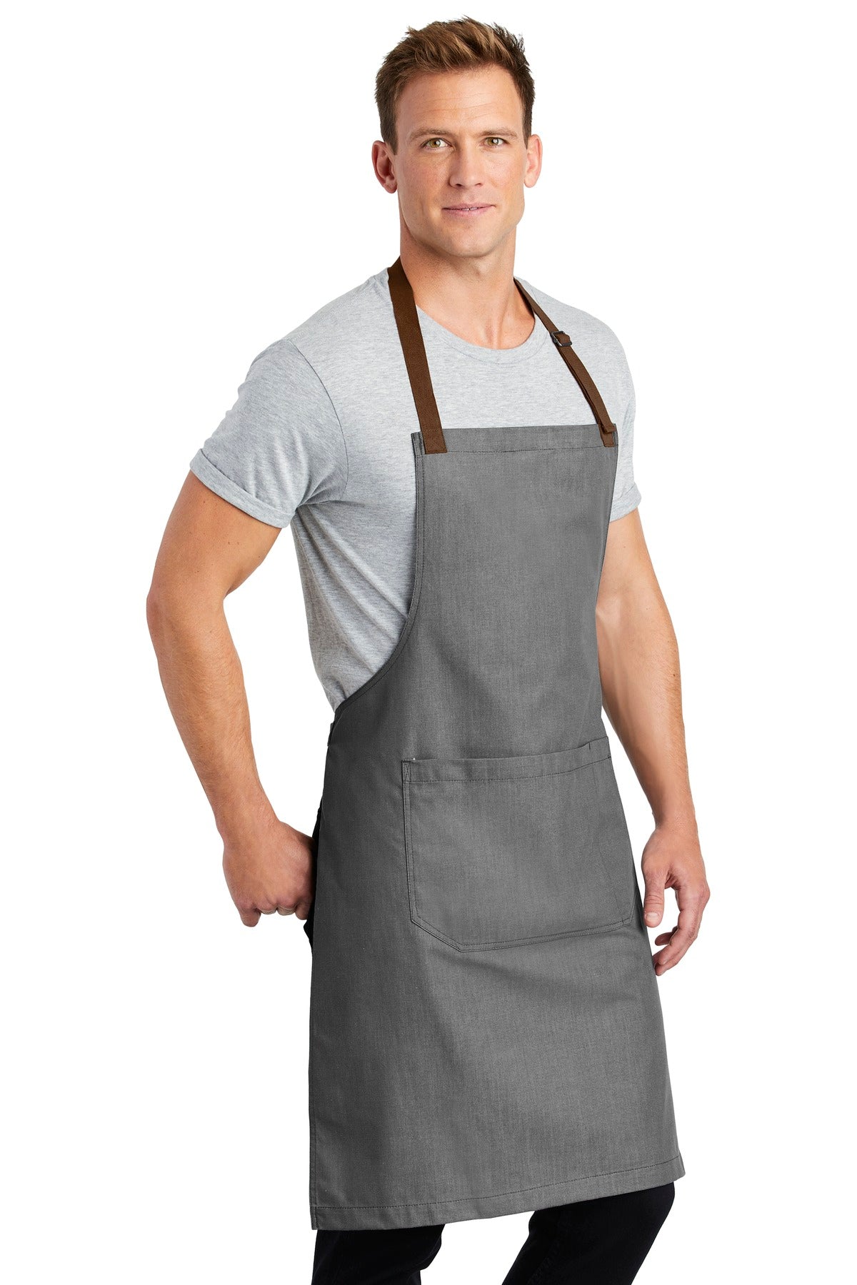 Ash Grey Port Authority Market Full-Length Bib Apron. A800