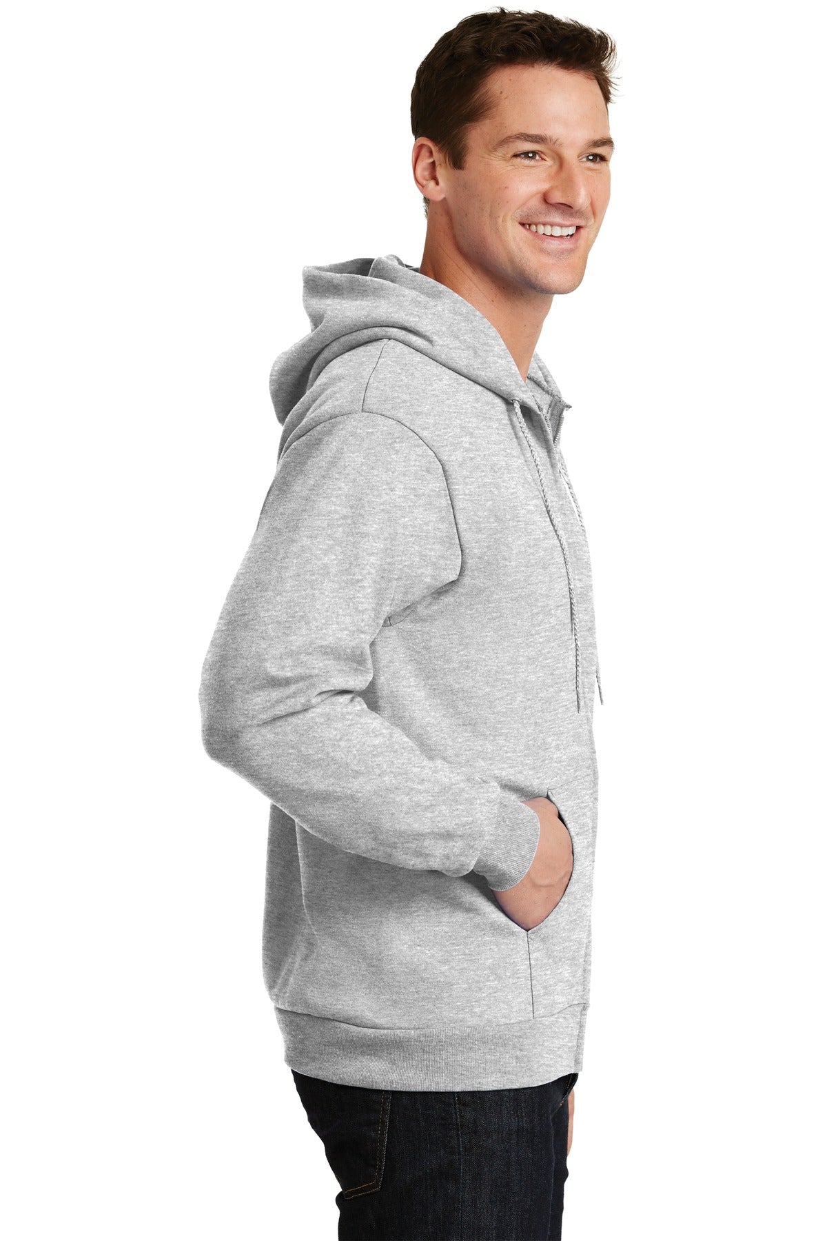 Ash Port & Company Essential Fleece Full-Zip Hooded Sweatshirt. PC90ZH