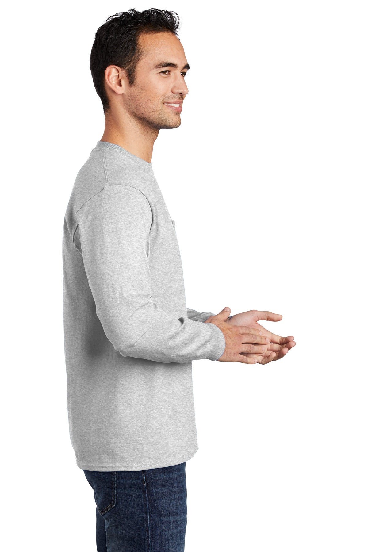 Ash Port & Company Tall Long Sleeve Essential Pocket Tee. PC61LSPT