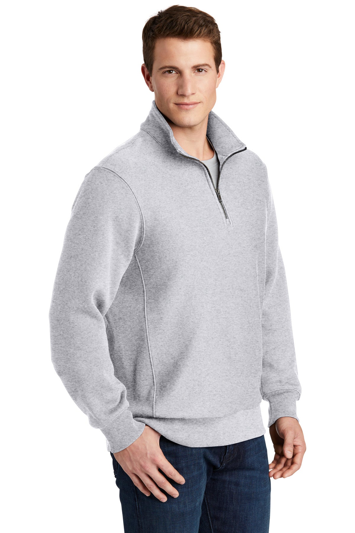 Athletic Hthr Sport-Tek Super Heavyweight 1/4-Zip Pullover Sweatshirt. ST283