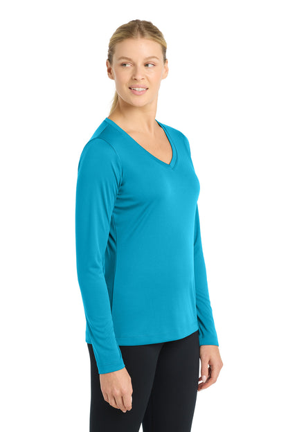 Atomic Blue Sport-Tek Women's Long Sleeve PosiCharge Competitor V-Neck Tee. LST353LS