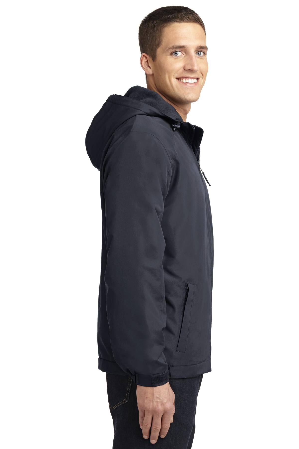Batlshp Grey Port Authority Hooded Charger Jacket. J327