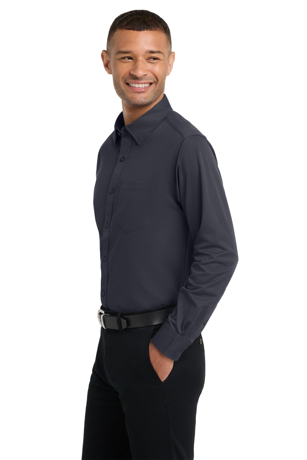 Battleship Gry Port Authority Dimension Knit Dress Shirt. K570