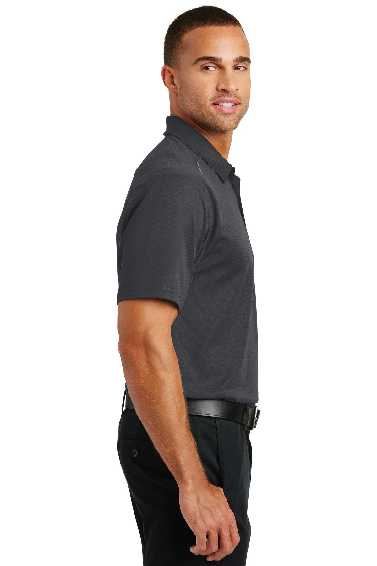 Battleship Gry Port Authority Pinpoint Mesh Polo. K580