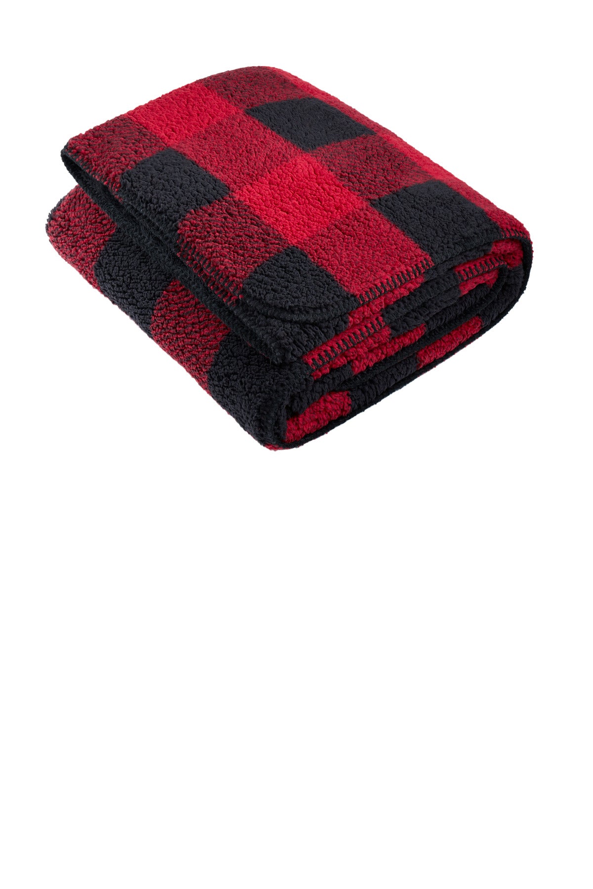Bk/RBflPld Port Authority Double-Sided Sherpa/Plush Blanket BP48
