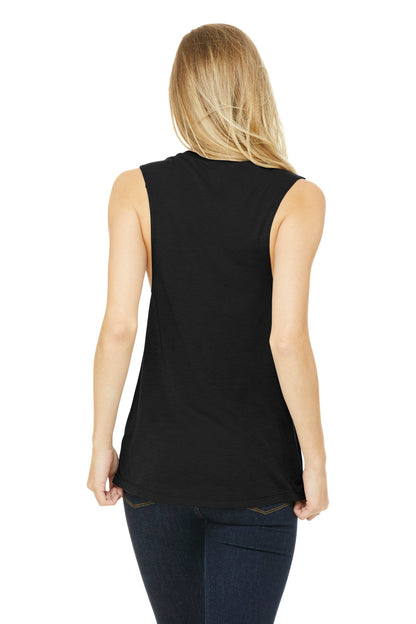 Black BELLA+CANVAS Women's Flowy Scoop Muscle Tank. BC8803