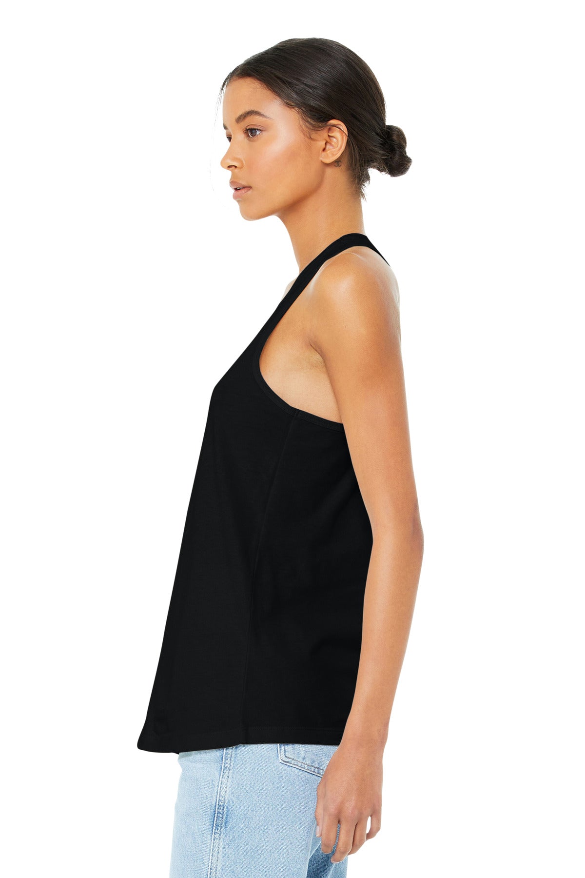 Black BELLA+CANVAS Women's Jersey Racerback Tank. BC6008