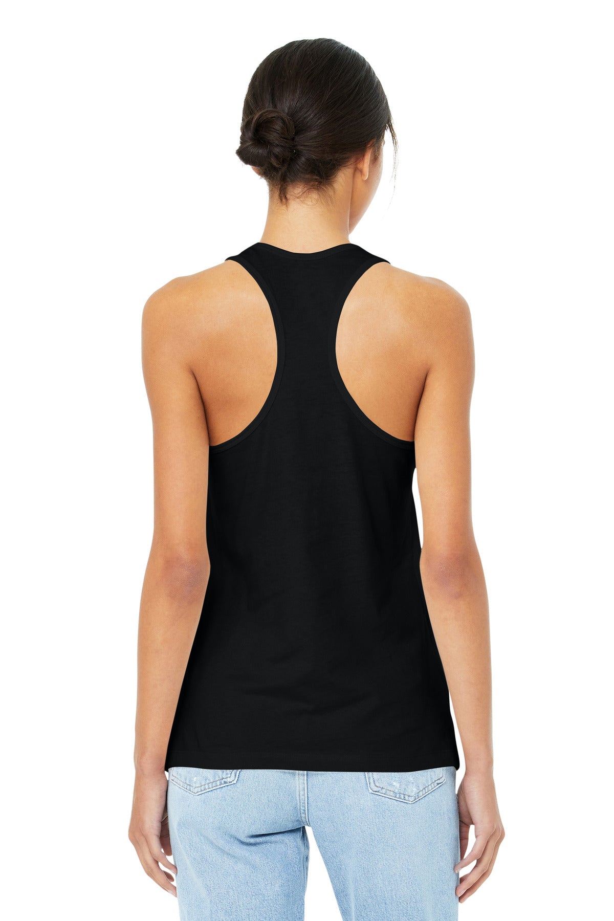 Black BELLA+CANVAS Women's Jersey Racerback Tank. BC6008