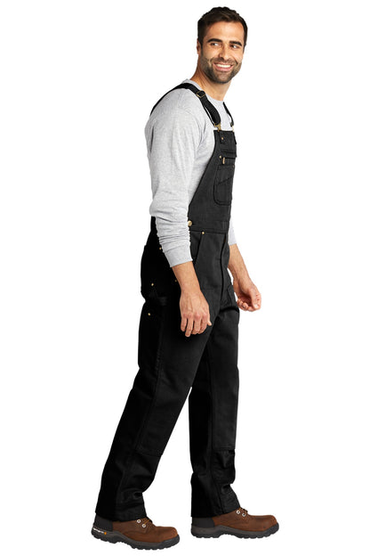 Black Carhartt Duck Unlined Bib Overalls. CT102776