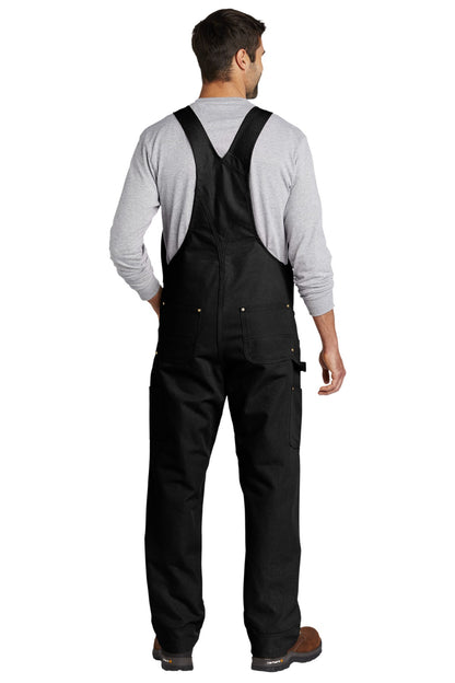 Black Carhartt Duck Unlined Bib Overalls. CT102776