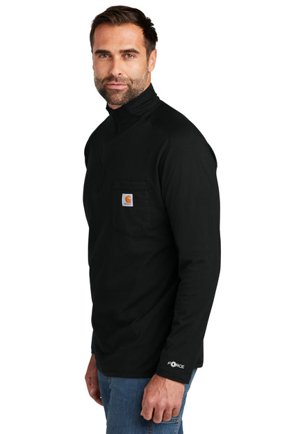 Black Carhartt Force 1/4-Zip Long Sleeve T-Shirt CT106660