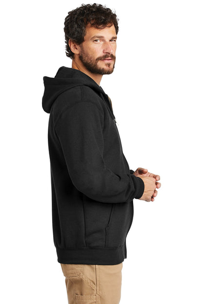 Black Carhartt Midweight Hooded Zip-Front Sweatshirt. CTK122