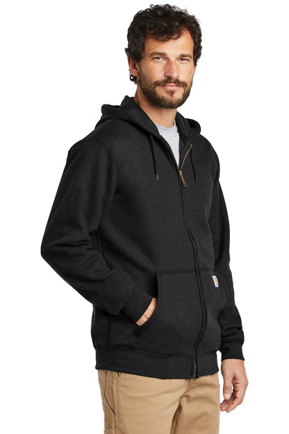 Black Carhartt Midweight Hooded Zip-Front Sweatshirt. CTK122