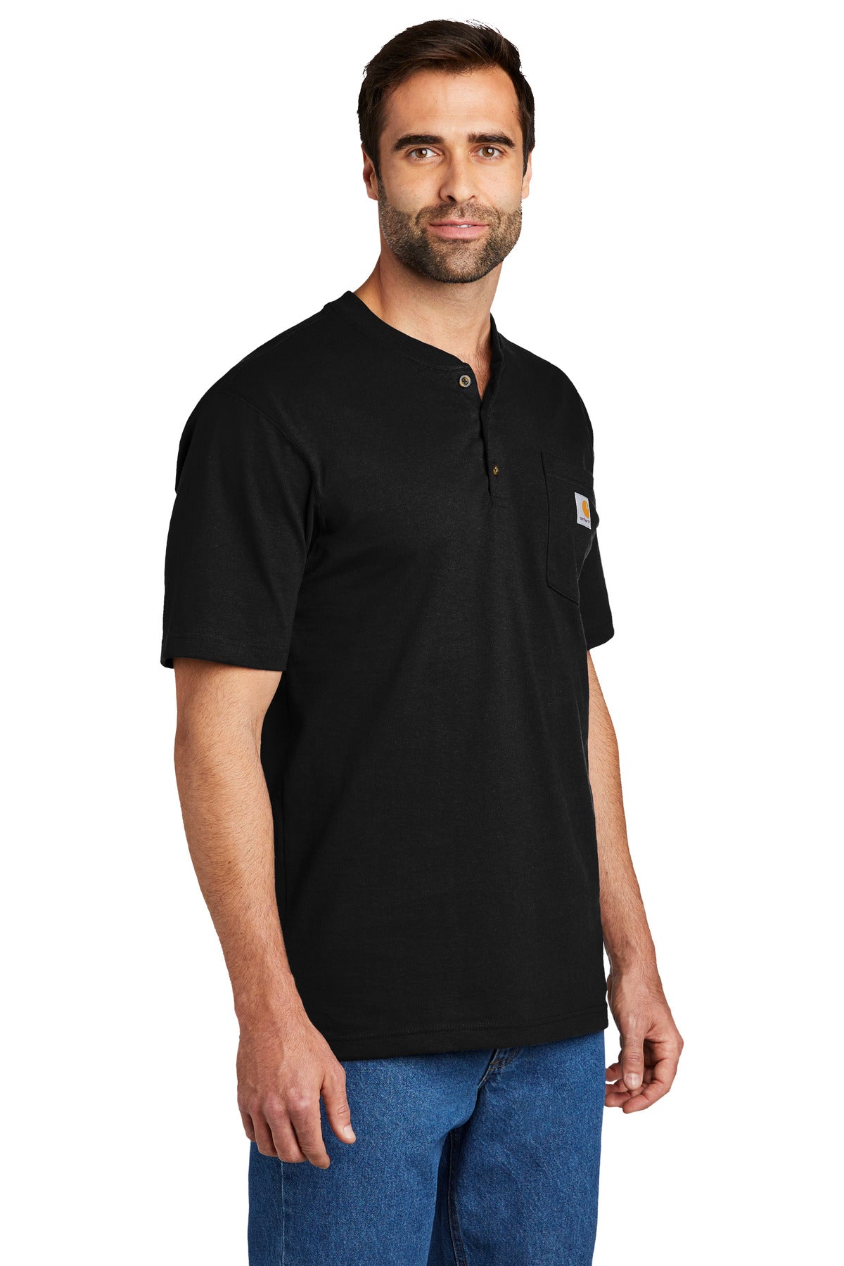 Black Carhartt Short Sleeve Henley T-Shirt CTK84
