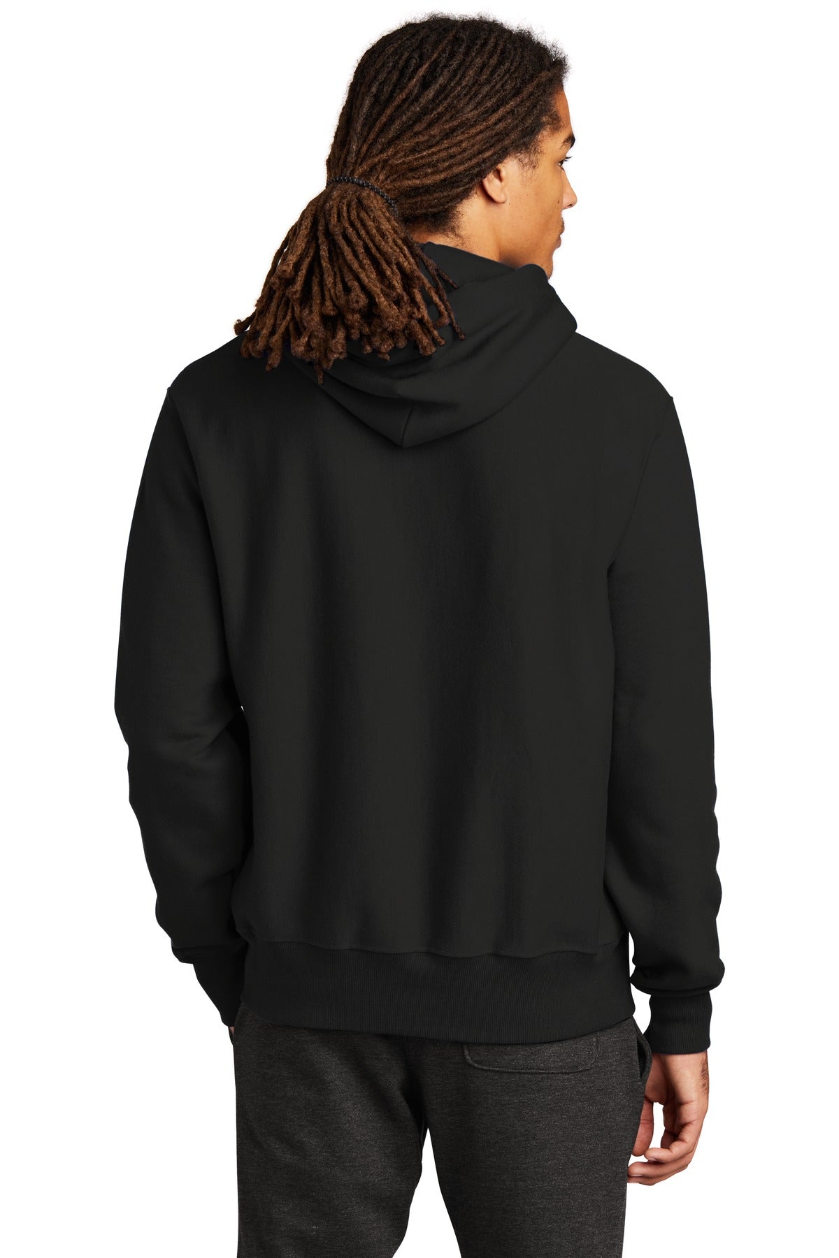 Black Champion Reverse Weave Hooded Sweatshirt S101