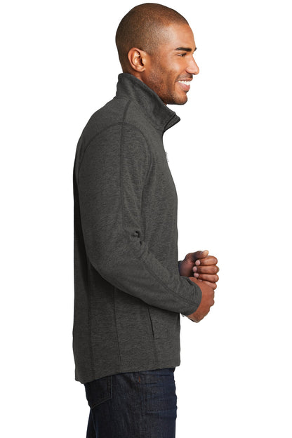 Black Char Hea Port Authority Heather Microfleece Full-Zip Jacket. F235