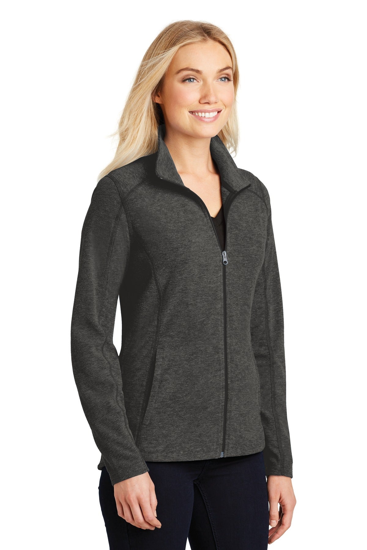 Black Char Hea Port Authority Women's Heather Microfleece Full-Zip Jacket. L235