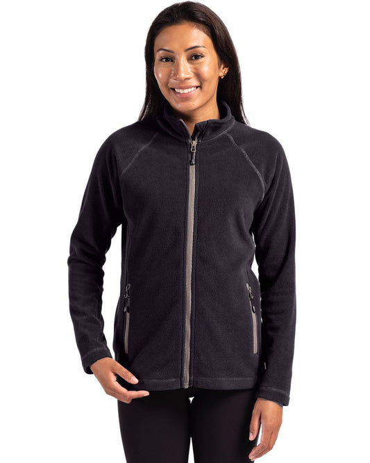 Black Clique Powder Fleece Full Zip Womens Jacket  - XS