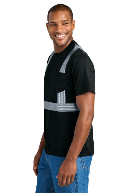 Black CornerStone Enhanced Visibility Segmented Tape Tee CS206