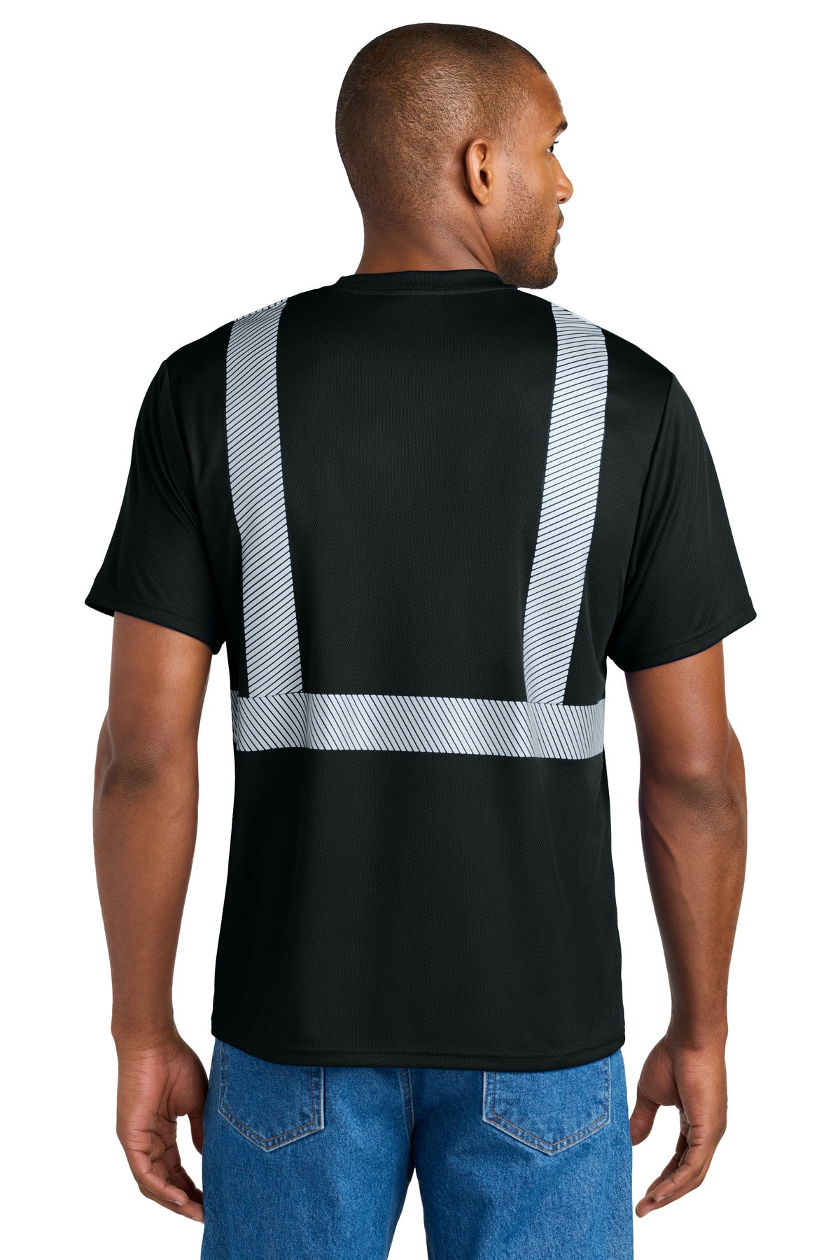 Black CornerStone Enhanced Visibility Segmented Tape Tee CS206