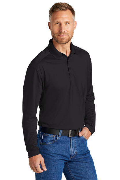 Black CornerStone Select Lightweight Snag-Proof Long Sleeve Polo CS418LS