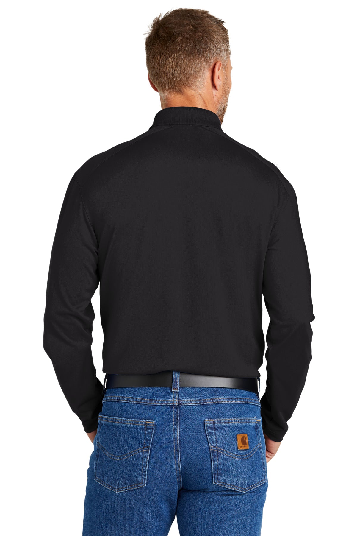 Black CornerStone Select Lightweight Snag-Proof Long Sleeve Polo CS418LS