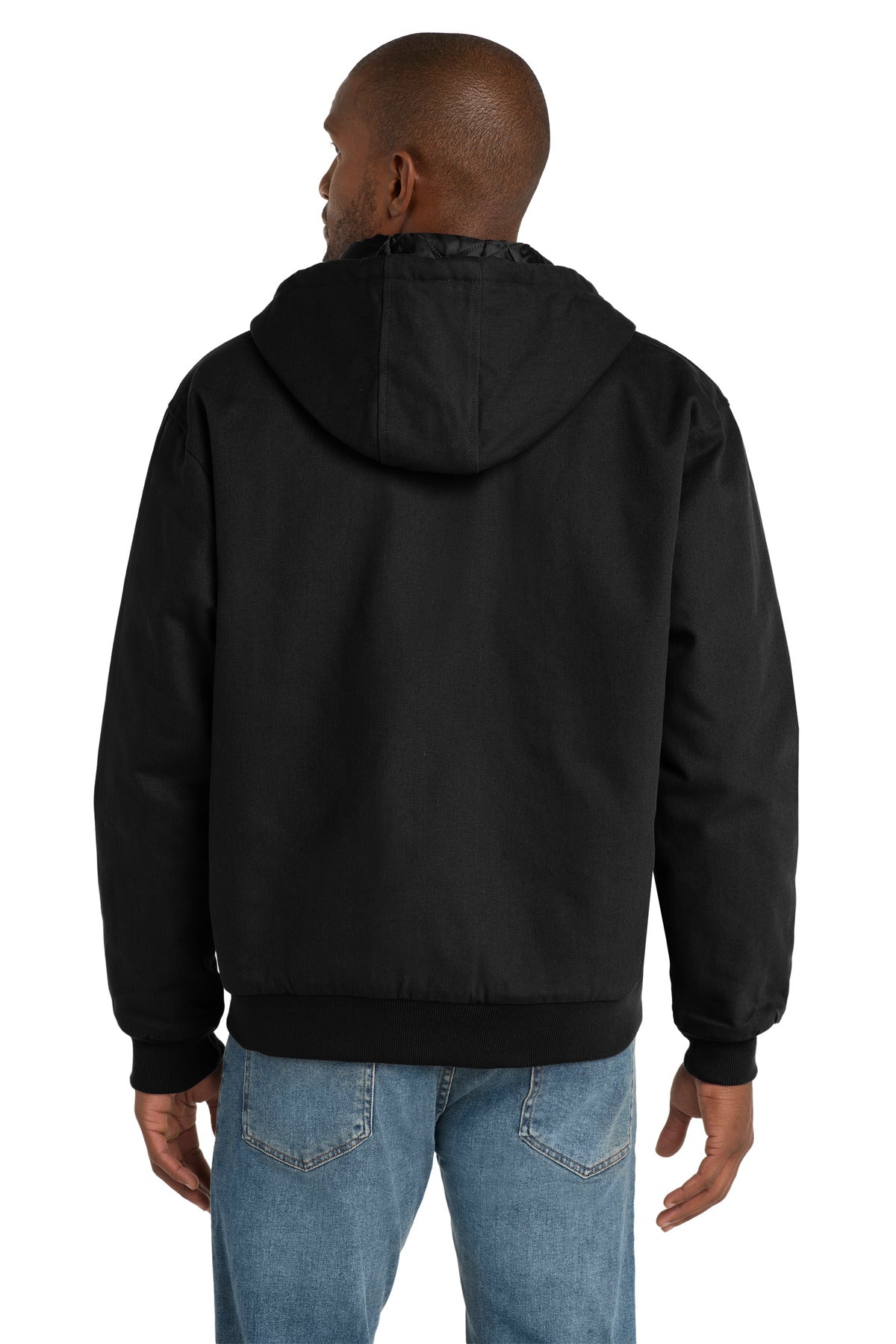 Black CornerStone Tall Duck Cloth Hooded Work Jacket. TLJ763H