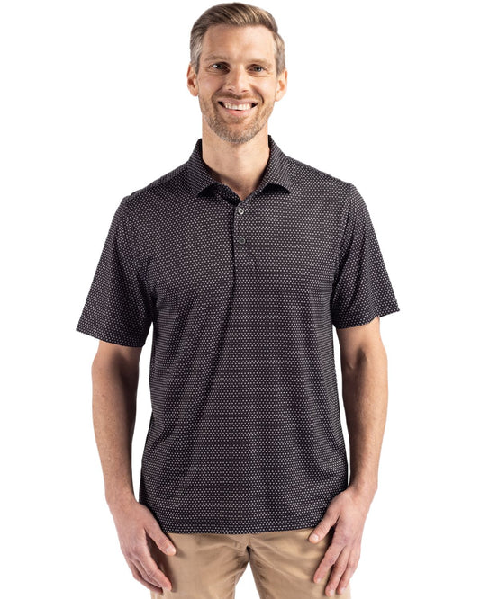Black Cutter & Buck Pike Eco Shadow Check Print Recycled Mens Big & Tall Polo Big & Tall  - 1XB
