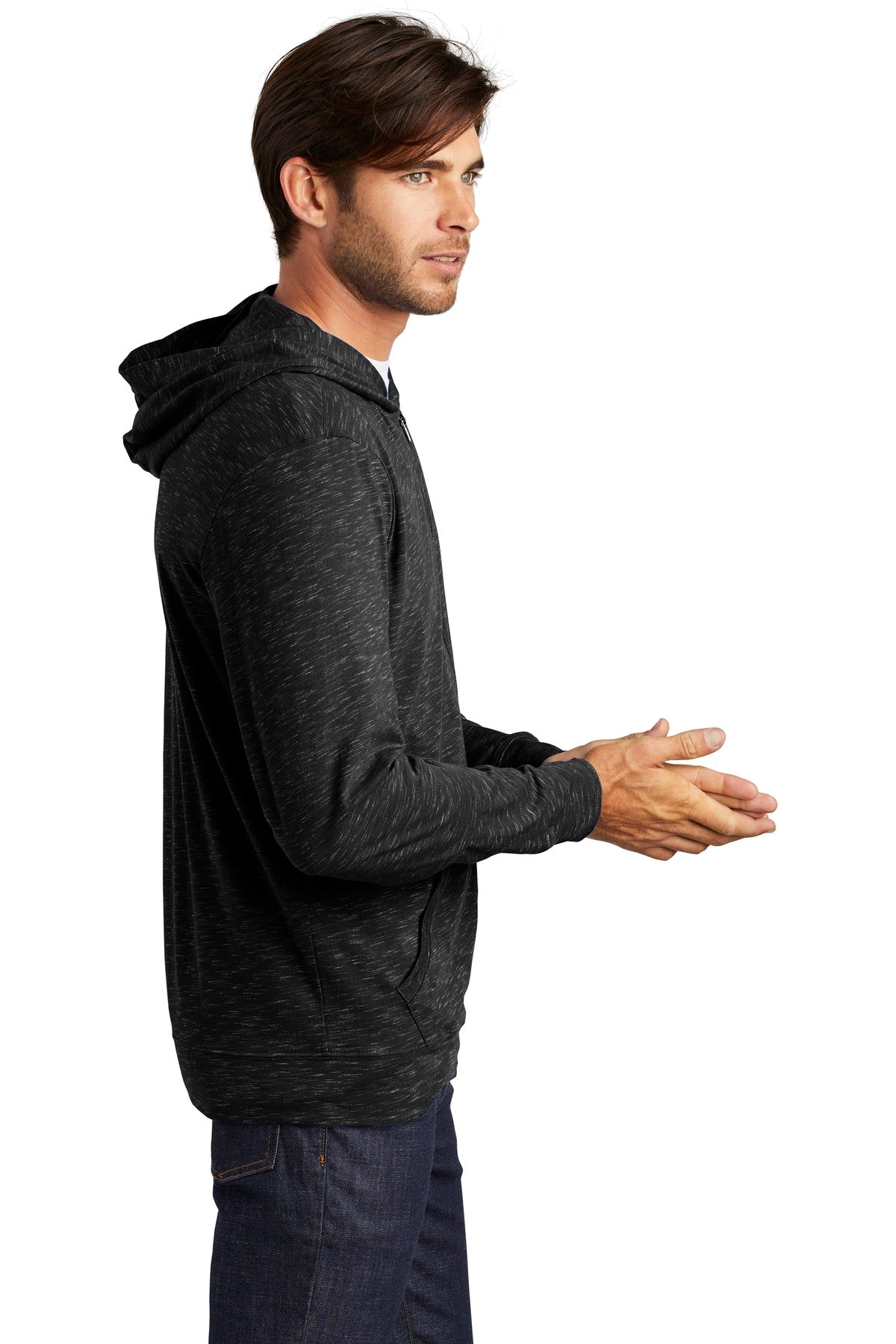 Black District Medal Full-Zip Hoodie. DT565