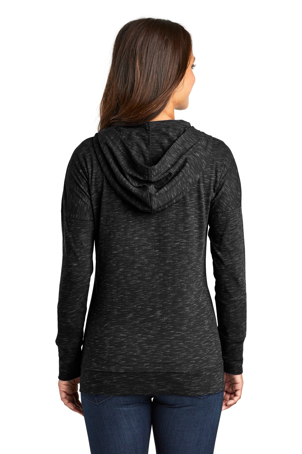 Black District Women's Medal Full-Zip Hoodie. DT665