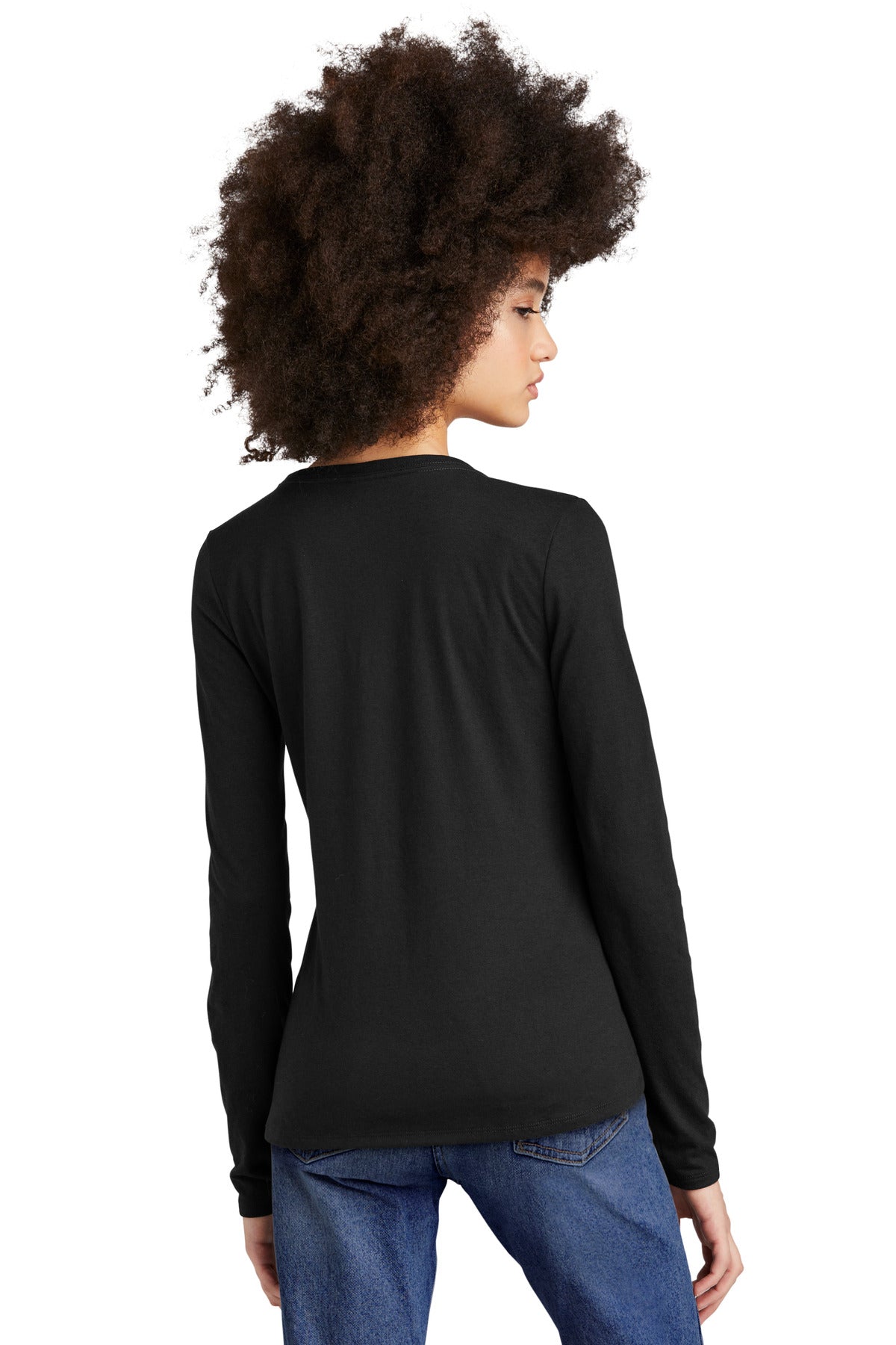 Black District Women's Perfect Tri Long Sleeve V-Neck Tee DT135