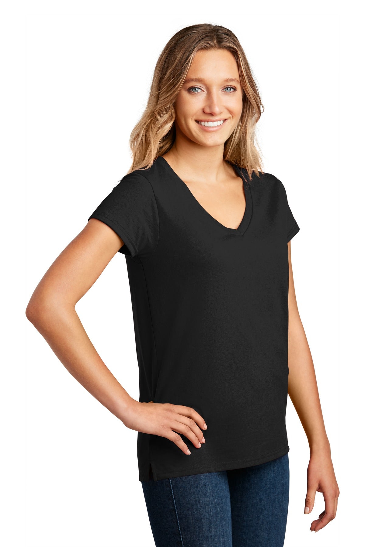 Black District Women's Re-Tee V-Neck DT8001