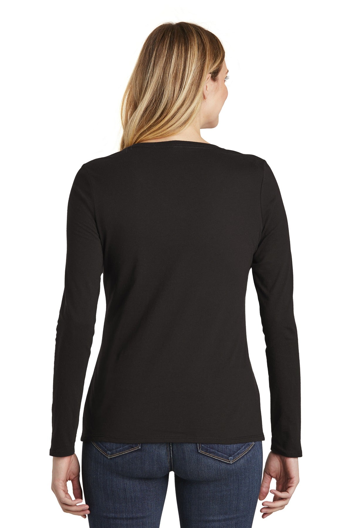 Black District Women's Very Important Tee Long Sleeve V-Neck. DT6201