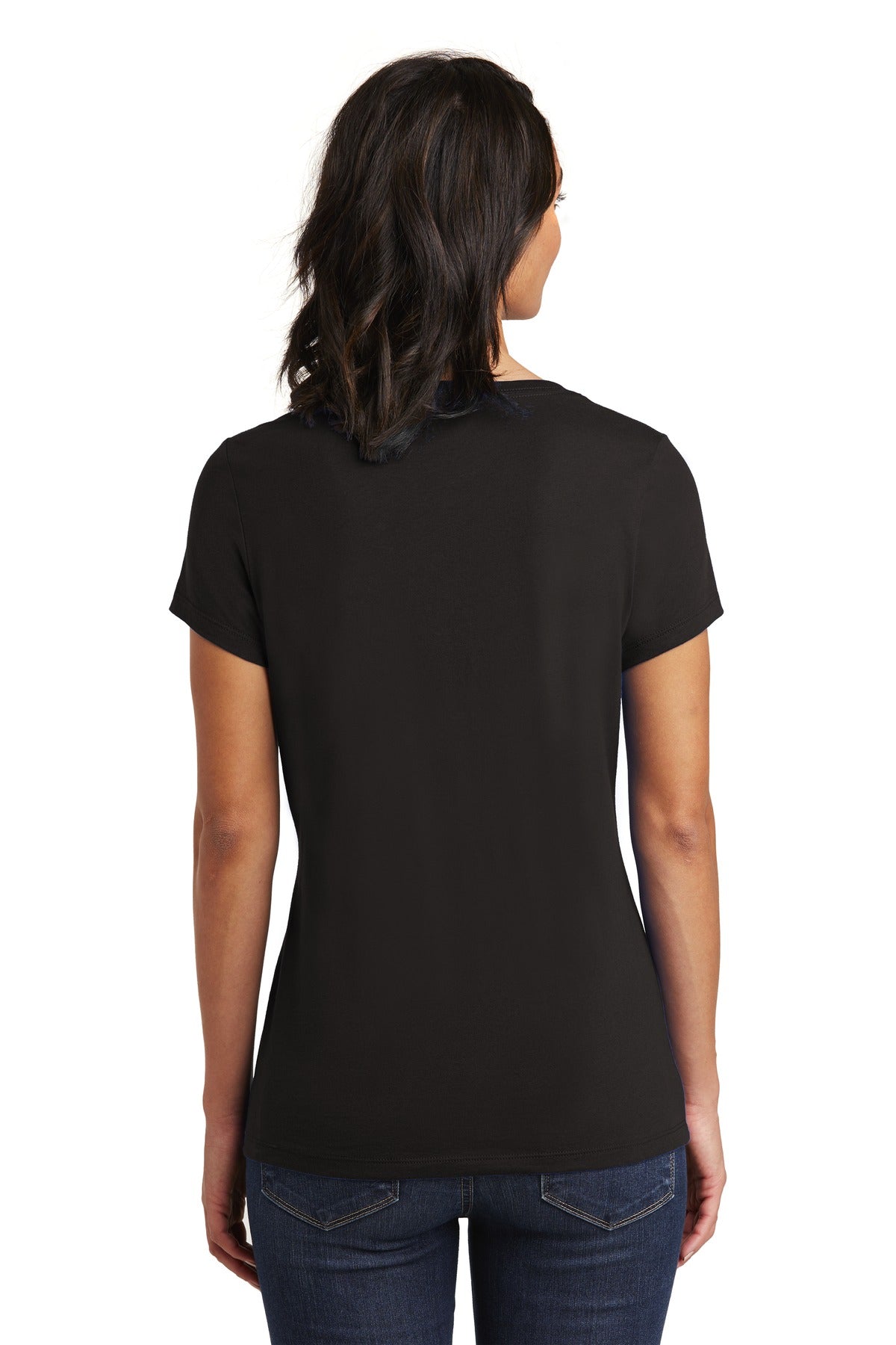 Black District Women's Very Important Tee V-Neck. DT6503