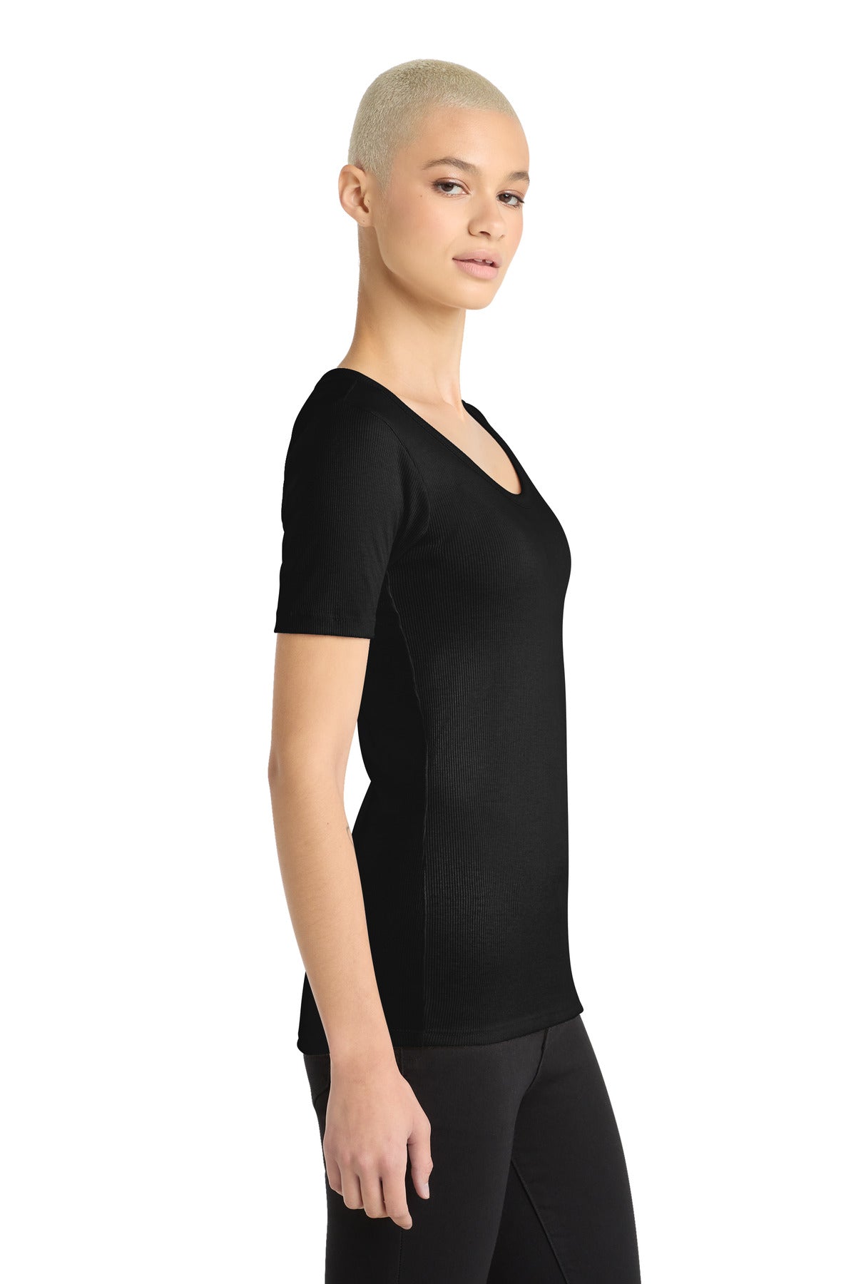 Black District Women's V.I.T. Rib Scoop Neck Tee DT6020