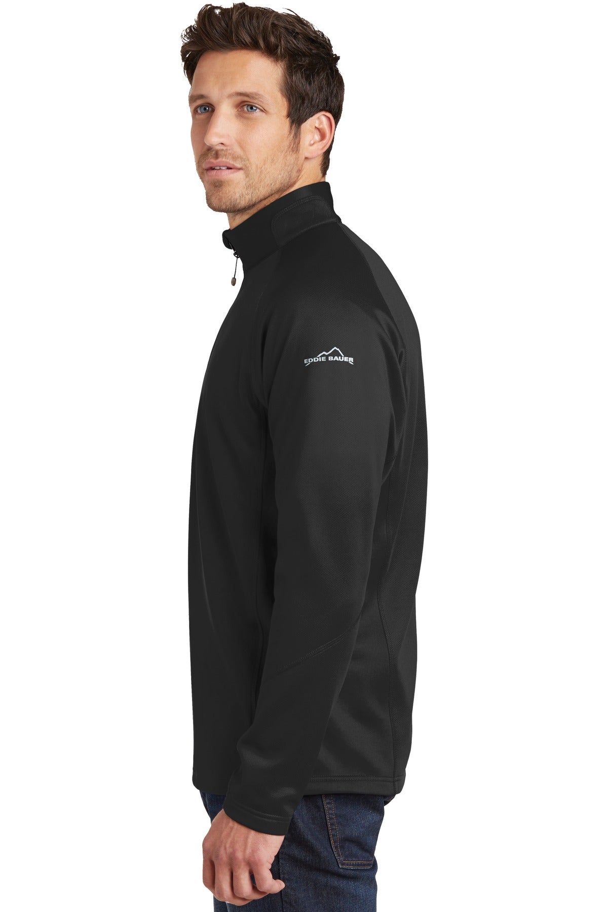 Black Eddie Bauer 1/2-Zip Performance Fleece. EB234