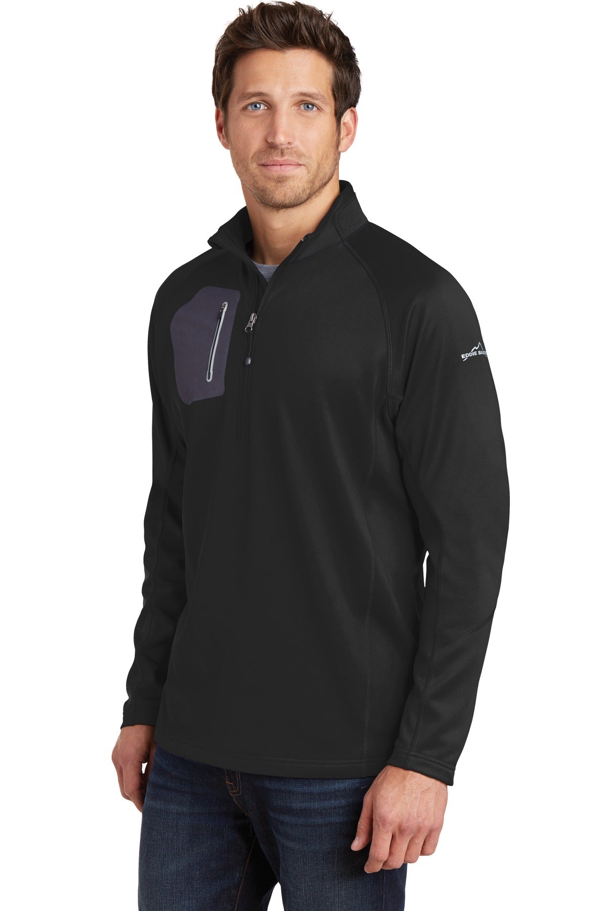 Black Eddie Bauer 1/2-Zip Performance Fleece. EB234