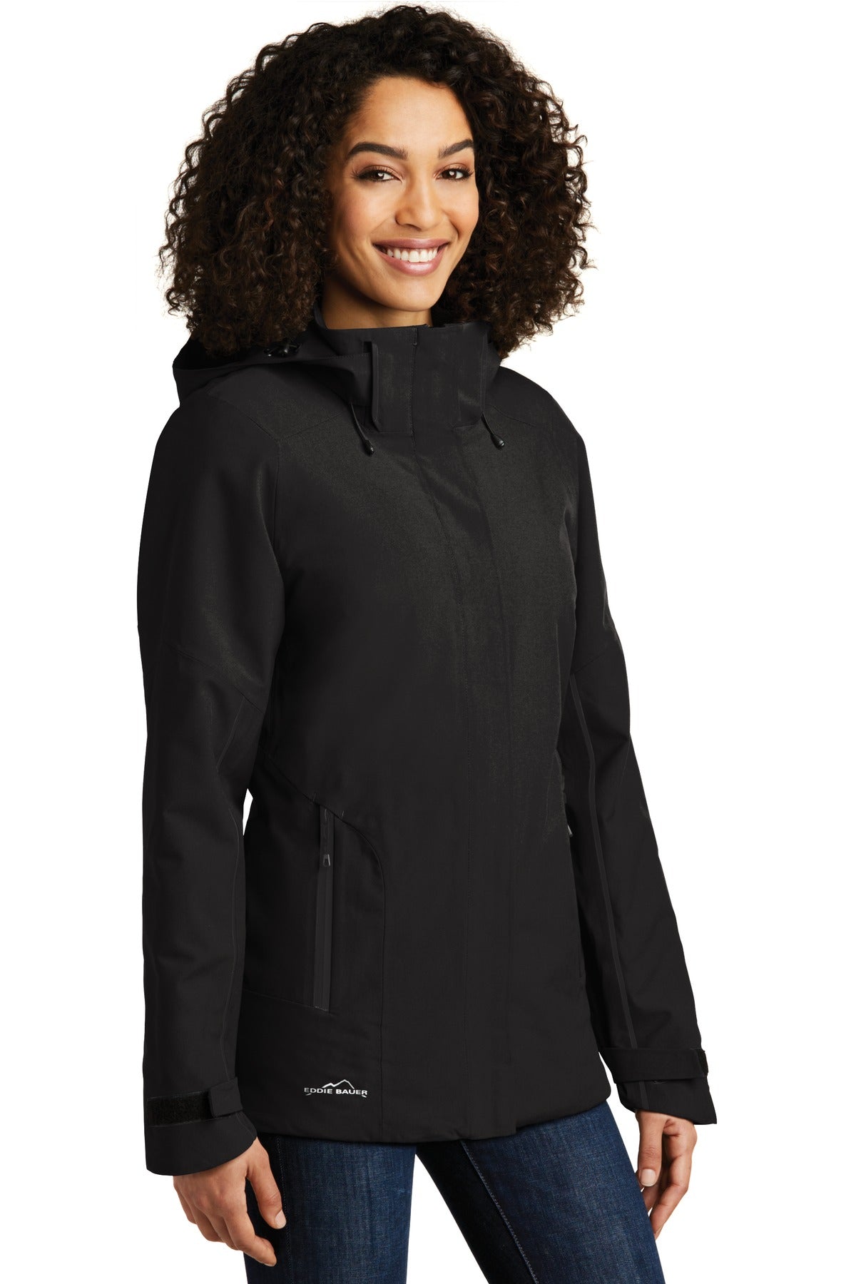 Black Eddie Bauer Women's WeatherEdge Plus Insulated Jacket. EB555