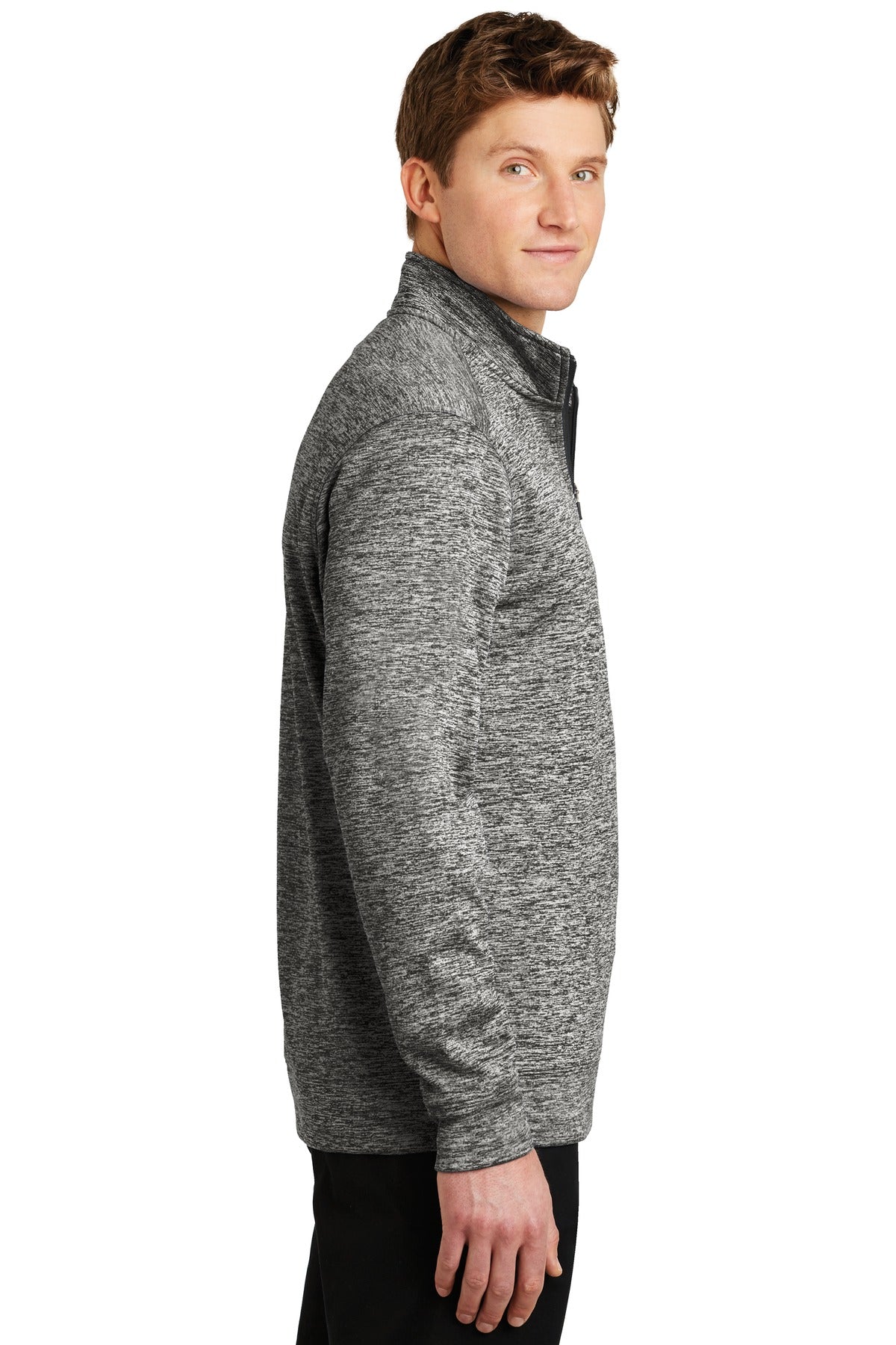 Black Electric Sport-Tek PosiCharge Electric Heather Fleece 1/4-Zip Pullover. ST226