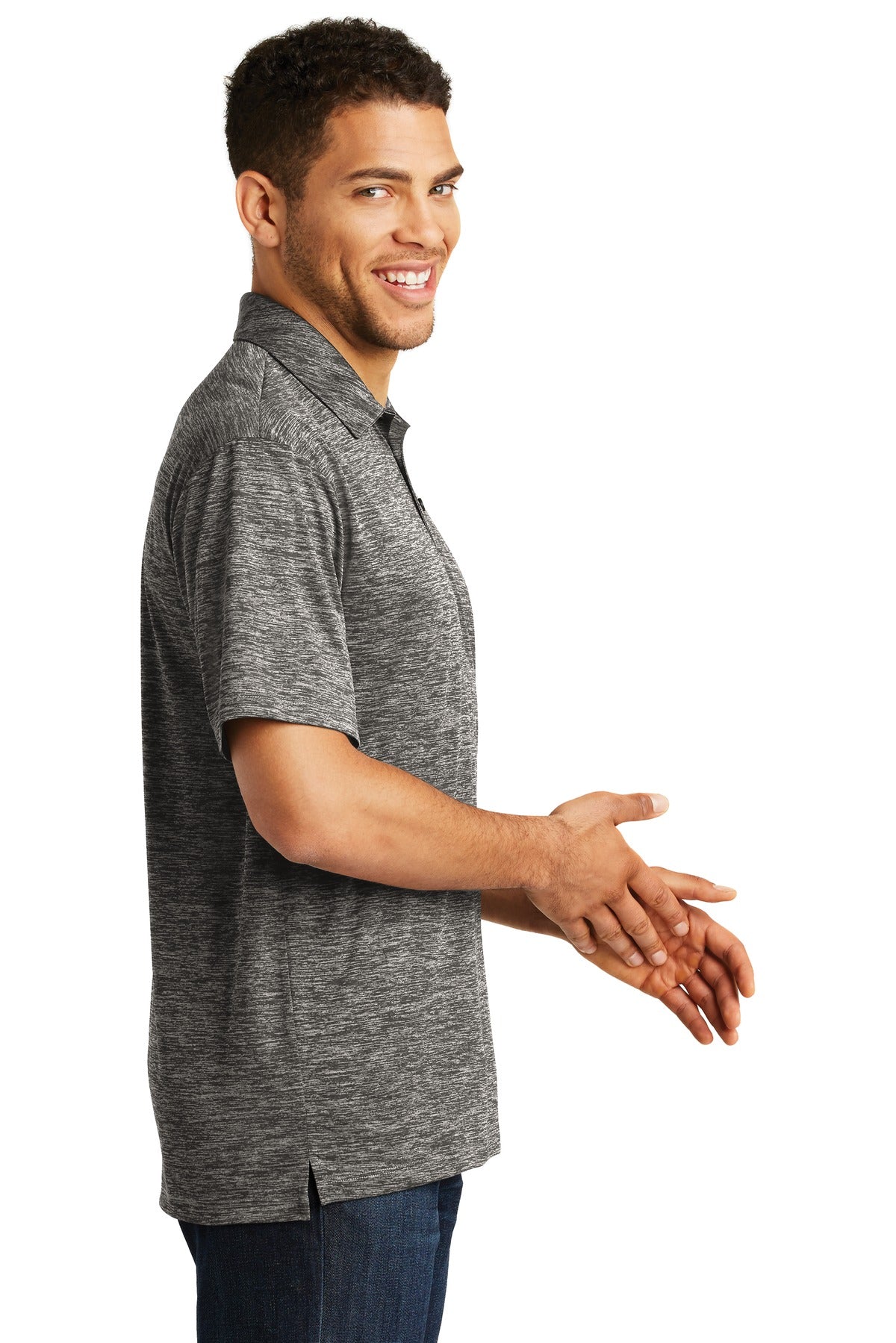 Black Electric Sport-Tek PosiCharge Electric Heather Polo. ST590