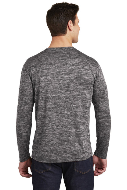Black Electric Sport-Tek PosiCharge Long Sleeve Electric Heather Tee. ST390LS