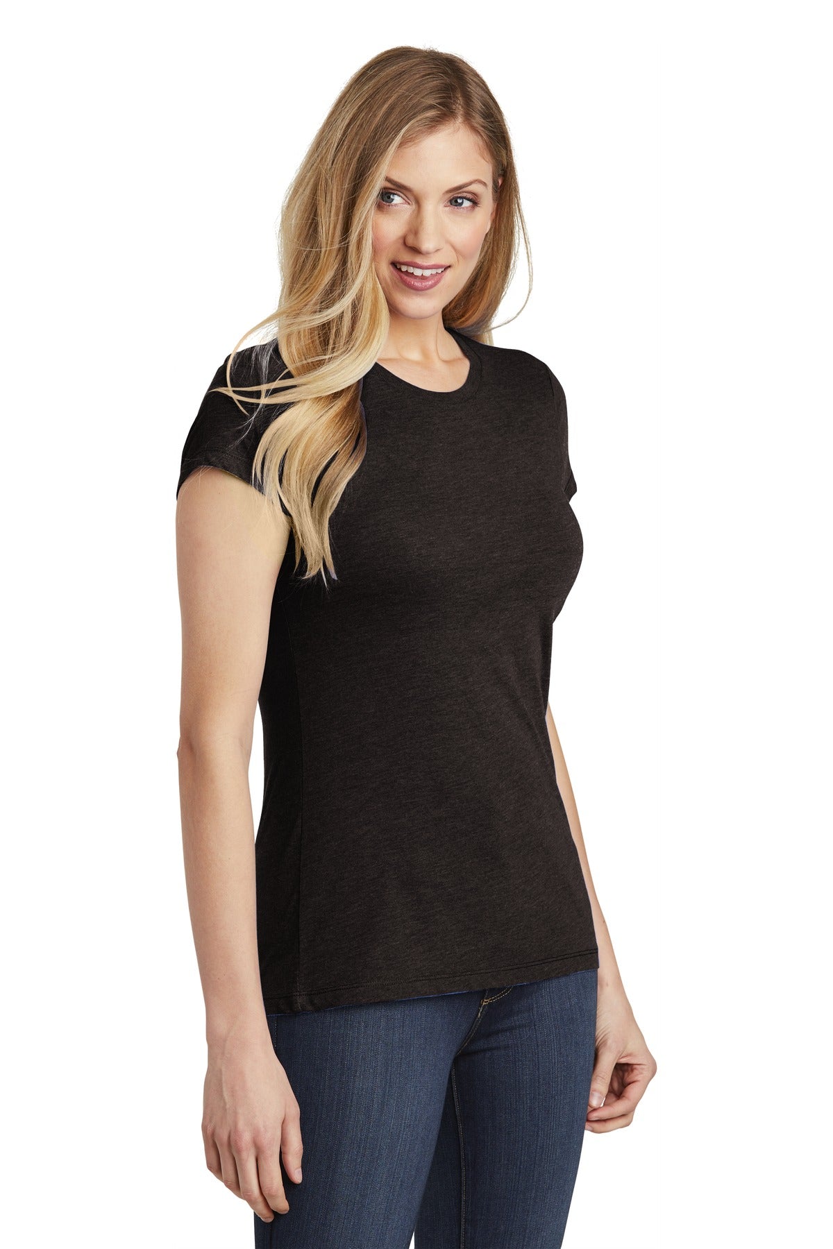 Black Frost District Women's Fitted Perfect Tri Tee. DT155