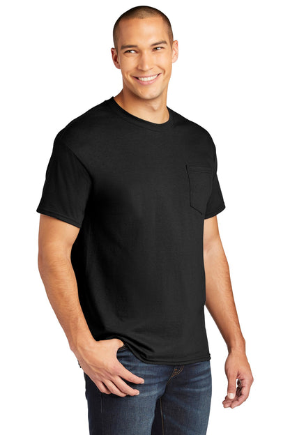 Black Gildan Heavy Cotton 100% Cotton Pocket T-Shirt. 5300