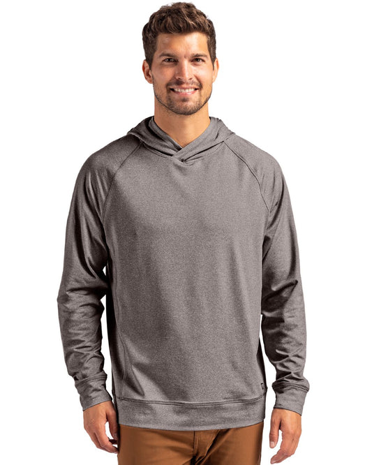 Black Heather Cutter & Buck Adapt Knit Recycled Mens Heathered Hooded Pullover  - S