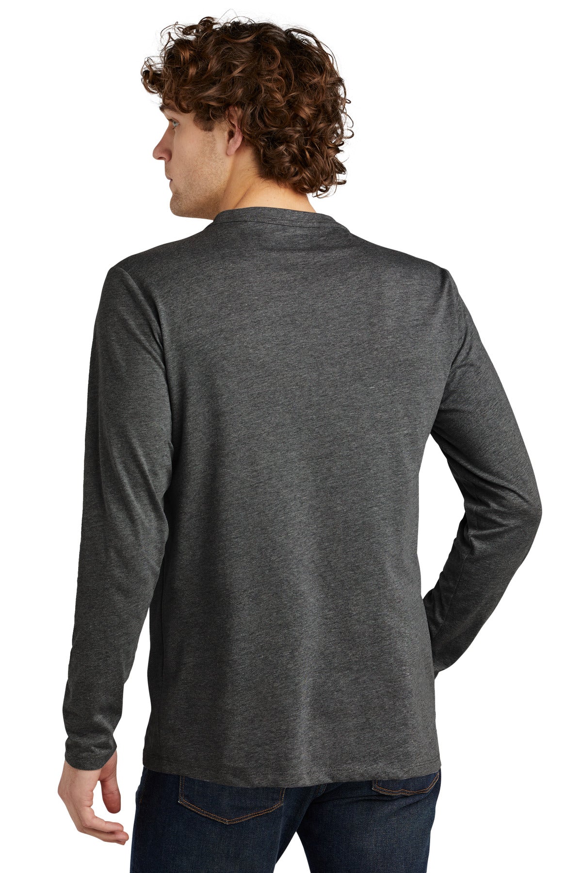 Black Heather New Era Heritage Blend Long Sleeve Crew Tee. NEA102