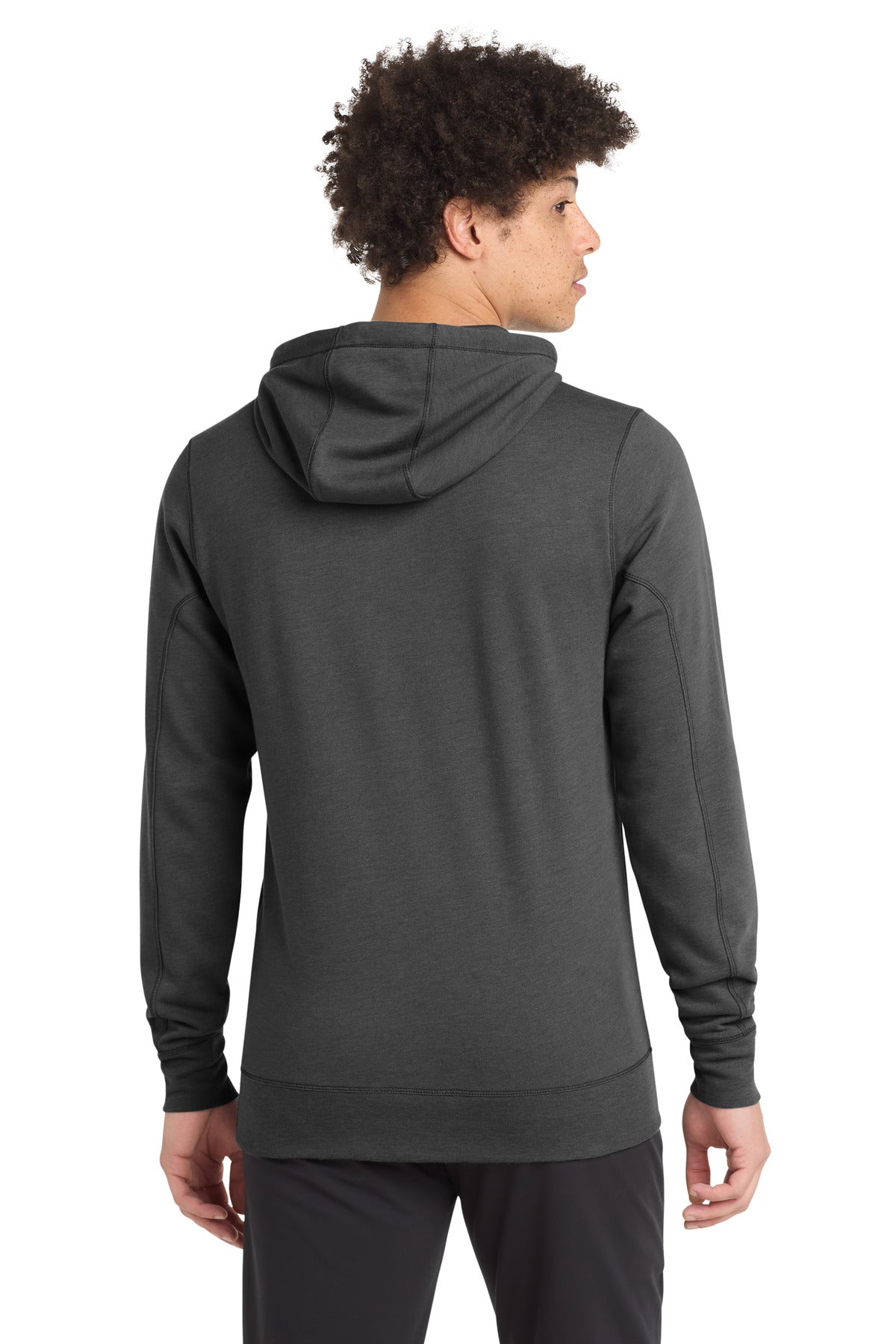Black Heather New Era Tri-Blend Fleece Pullover Hoodie. NEA510