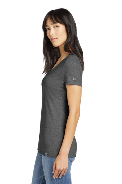 Black Heather New Era Women's Heritage Blend V-Neck Tee. LNEA101