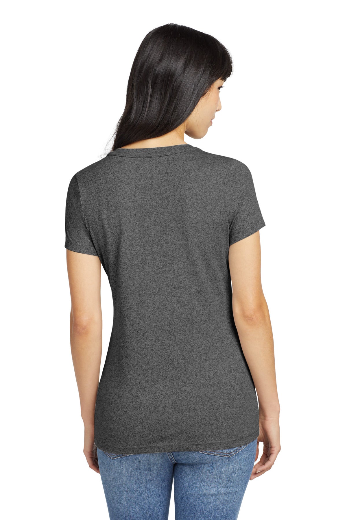 Black Heather New Era Women's Heritage Blend V-Neck Tee. LNEA101