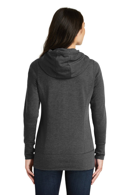Black Heather New Era Women's Tri-Blend Fleece Full-Zip Hoodie. LNEA511
