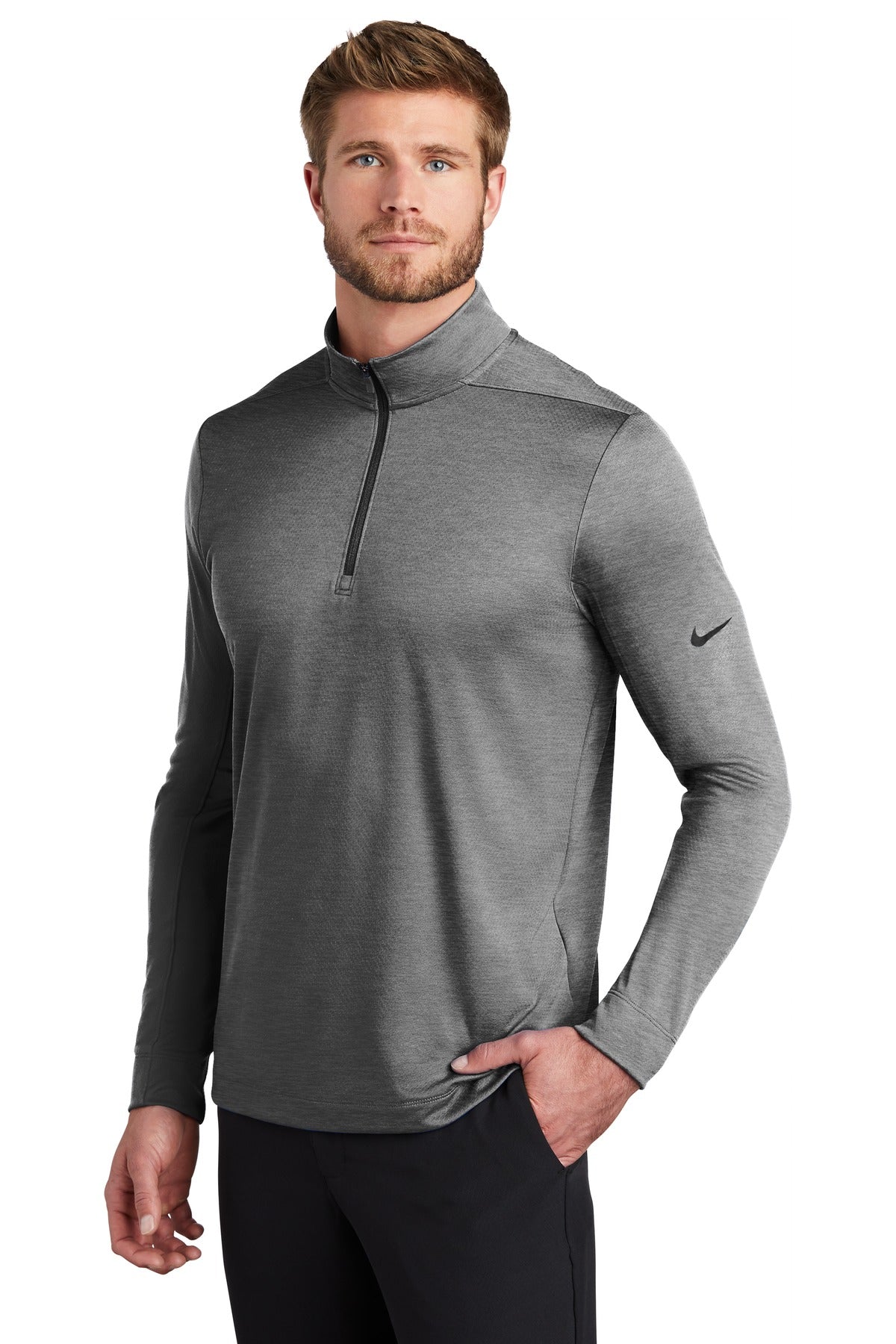 Black Heather Nike Dry 1/2-Zip Cover-Up NKBV6044